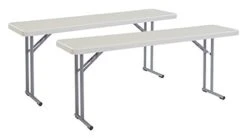 (2 Pack) National Public Seating 18" X 72" Heavy Duty Seminar Folding Table, Speckled Grey