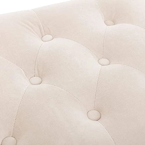 AWQM Tufted Ottoman Bench,Velvet Upholstered Seat,Footrest Chair,Rectangle Vanity Stool With Golden Metal Frame,Perfect For Dressing Room,Living Room,Entryway Or Bedroom,Beige… - Image 4