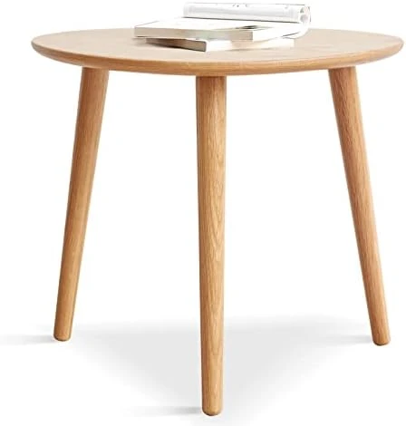 Fancyarn Prague End Table - Round End Table With 3 Legs, 100% Natural Solid Wood Side Table For Living Room, Eco-Friendly Painted Small End Table For Bed Room Kid's Room Sofa Patio, Simple Assembly - Image 6