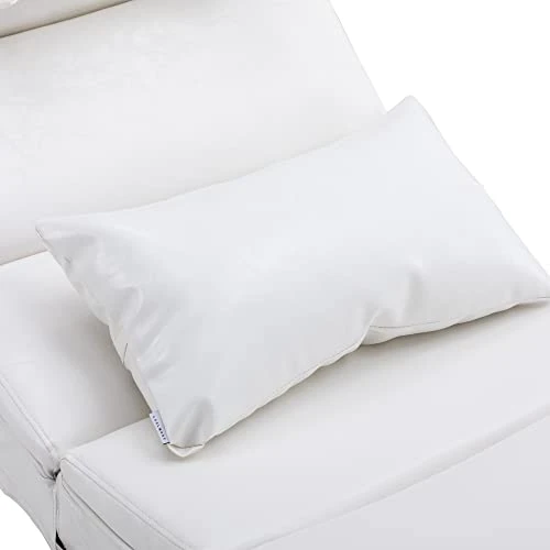 Yeag Modern Rocking Chair, Upholstered PU Leather Glider Chair With Pillow, Comfy Armless Rocker Chair With Large Back And Pull Out Pedal For Nursery, Living Room, Bedroom - Image 3