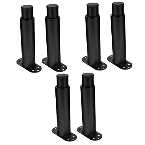 Homoyoyo 6 Pcs Bed Support Legs Holder Bedstead Black Cold Rolled Steel