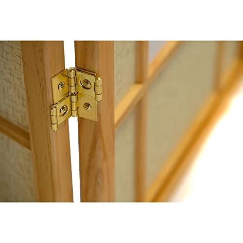 Legacy Decor 4 Panel Room Divider Privacy Screen Botanical Floral Accented Natural Color 71 Tall X 70 Inches Wide - Image 2