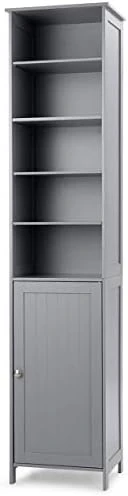 GLACER Bathroom Tall Cabinet, Bathroom Floor Storage Cabinet With Five-Tier Open Compartment With Adjustable Shelves And Two-Tier Storage Space With Door, 16 X 13.5 X 72 Inches (Espresso) - Image 3