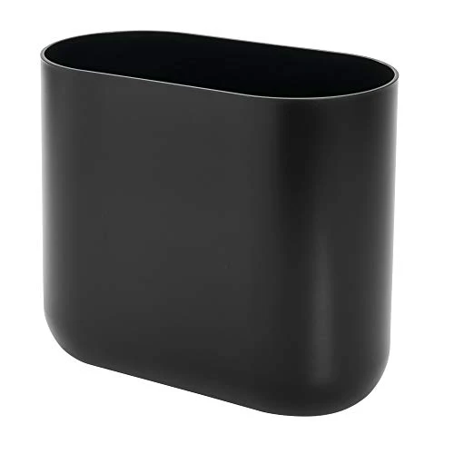 Design Slim Oval Plastic Waste Basket, The Cade Collection β 10.56β X 5.5β X 9.77β, Matte Black