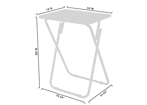 EHemco Folding TV Tray Tables For Eating, 19 By 15 By 26 Inches, Black, Set Of 2 - Image 4