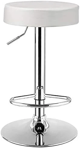 COSTWAY Bar Stool, Modern Swivel Backless Round Barstool, PU Leather Armless Bar Chair With Height Adjustable, Chrome Footrest, Sturdy Metal Frame For Kitchen Dining Living Bistro Pub (Black, 1 Pc) - Image 8