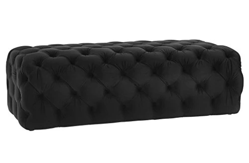 TOV Furniture The Kaylee Collection Modern Style Living Room Jumbo Velvet Upholstered Button Tufted Ottoman, Black - Image 3