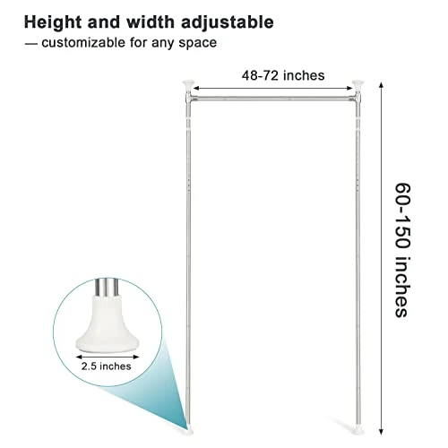 HOSKO Curtain Divider Stand - 48 To 72 Inches Expandable Room Dividerļ¼Damage Free Freestanding Vertical Tension Stand - Image 4