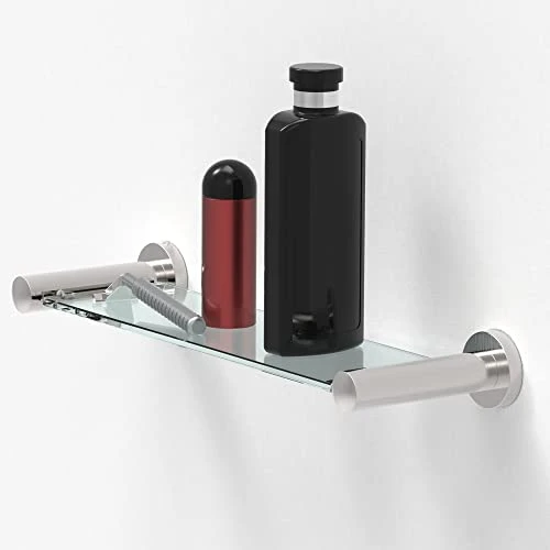 SAFETY+BEAUTY Bathroom Hardware Accessories, Stainless Steel Rust Proof (Brushed Nickel, 16" Glass Shelf 1PK) - Image 3