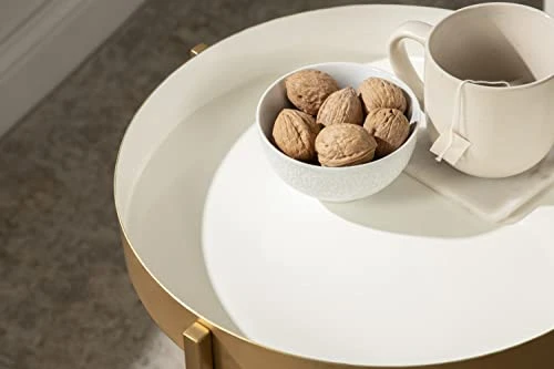 Kate And Laurel Nira Two-Tiered Metal Side Table, 15 X 15 X 24, White And Gold - Image 4