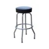 Richardson Seating Backless Swivel Bar Stool With Chrome Frame And Seat, Black, 30"