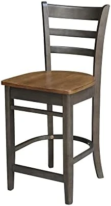 International Concepts Emily CounterHeight Stool-24 Seat Height Stool, White/Heather Gray - Image 3