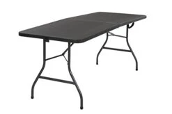 COSCO Deluxe 6 Foot X 30 Inch Fold-in-Half Blow Molded Folding Table, Black