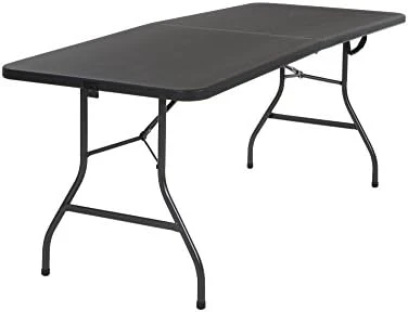 COSCO Deluxe 6 Foot X 30 Inch Fold-in-Half Blow Molded Folding Table, Black - Image 6