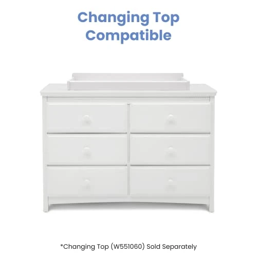 Delta Children Emerson 6 Drawer Dresser, Greenguard Gold Certified, Bianca White - Image 3