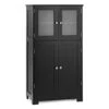Giantex Storage Cabinet With Doors - Bathroom Floor Cabinet, Freestanding Tall Cabinet W/ 2 Tempered Glass Doors, Adjustable Shelf, Kitchen Cupboard Storage Organizer For Hallway Living Room (Black)