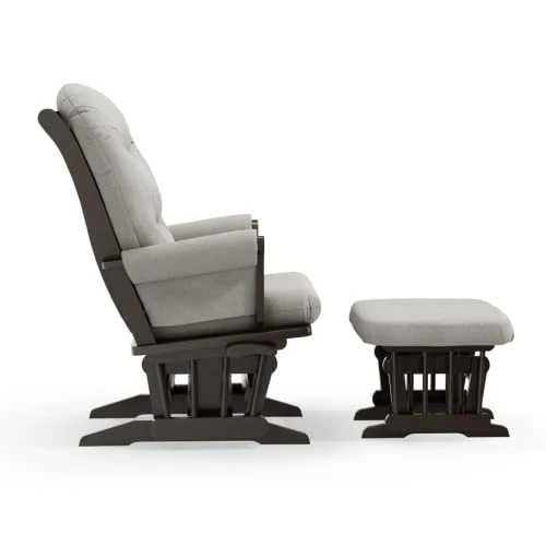 Dutailier Adele 0369 Glider Multiposition-Lock Recline With Ottoman (Espresso/Light Grey - Image 4