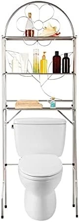 J&V TEXTILES 3-Shelf Bathroom Organizer Over The Toilet, Bathroom Spacesaver (Silver)* - Image 6