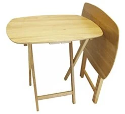 EHemco Oversized Hardwood Folding TV Tray Tables For Eating, 25.5 Inches, Natural, Set Of 2