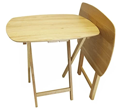 EHemco Oversized Hardwood Folding TV Tray Tables For Eating, 25.5 Inches, Natural, Set Of 2
