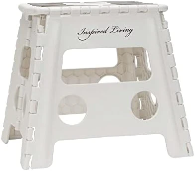 Inspired Living 9" Step Stool, Folding Step Stools For Adults, Plastic Foldable Step Stools Kids, Holds Up To 330 Lbs, Collapsible Folding Stool For Kitchen, Bathroom, Bedroom - Blush Pink - Image 6