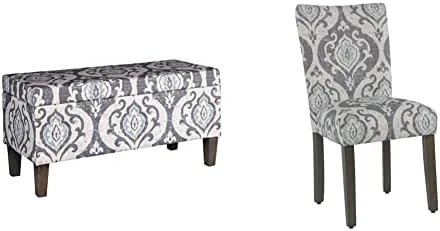 HomePop Ottomon Upholstered Rectangular Storage Ottoman Bench With Hinged Lid, Brown And Cream - Image 13