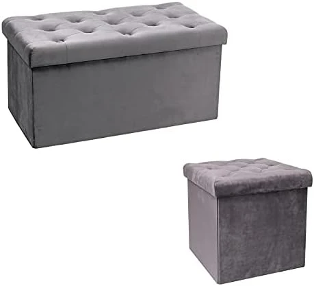 PINPLUS Folding Storage Ottoman Cube,Ottoman For Living Room,Velvet Tufted Ottoman With Cover Lid, Storage Shoes Box Toys Chest,15 Inches Ottoman Foot Rest Stool Seat For Bedroom (Pink) - Image 11