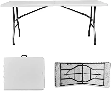 Gnomiya Folding Tables, Portable Folding Card Table Indoor Outdoor Heavy Duty Fold-in-Half Plastic Foldable Dining Table W/Handle, Lock For Picnic, Party, Camping(4ft) - Image 8