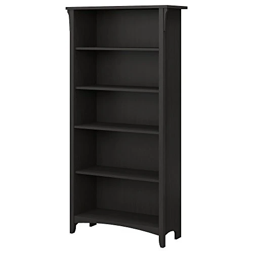 Bush Furniture Salinas Accent Storage Cabinet With Doors In Vintage Black & Salinas 5 Shelf Bookcase In Vintage Black - Image 4