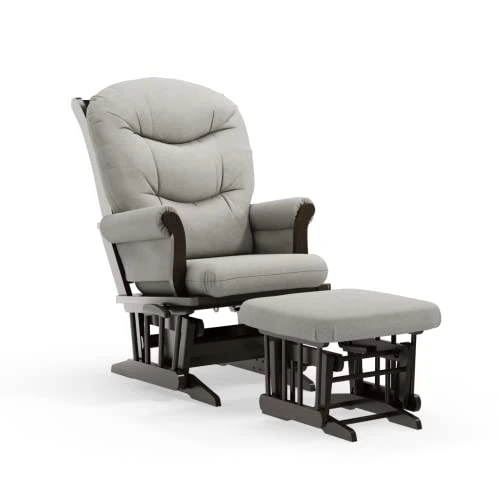 Dutailier Adele 0369 Glider Multiposition-Lock Recline With Ottoman (Espresso/Light Grey - Image 6