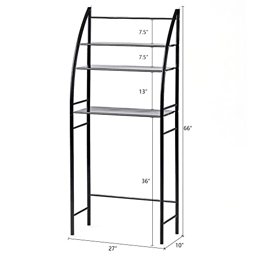 Fit Right 3-Shelf Bathroom Organizer Over The Toilet Storage, Bathroom Shelf Over Toilet, 27”L X 10”W X 66”H (Black) - Image 2