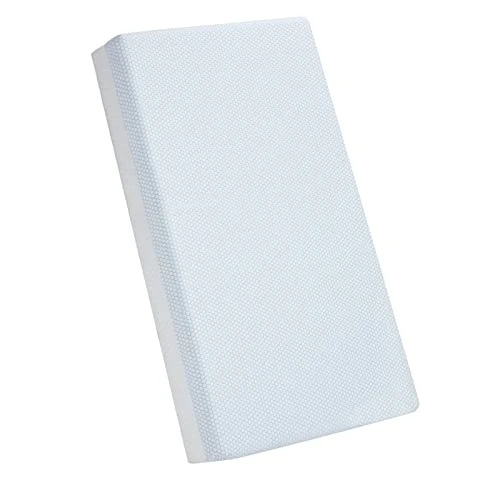 Hush Hutting 5" Memory Foam Crib Mattress, Dual Sided Waterproof Toddler Bed Mattress, Double-Layer Baby Mattresses For Infant And Toddler With Removable Bamboo Mattress Cover - White & Blue