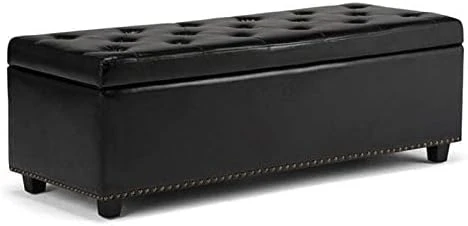 SIMPLIHOME Hamilton 48 Inch Wide Rectangle Lift Top Storage Ottoman In Distressed Umber Brown Tufted Faux Leather With Large Storage Space For The Living Room, Entryway, Bedroom, Transitional - Image 12