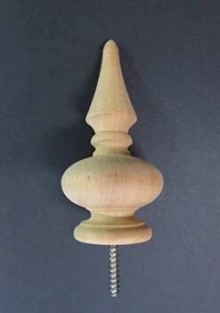 Wood Finial. 4 1/8Hx 2Wx 1.5 Base. Choice: Oak Cherry Maple Mahogany Walnut #34 (Red Oak)