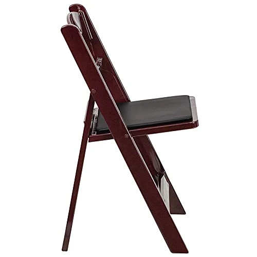 LIVING TRENDS 1 Pack Marvelius 1000 Lb. Capacity Red Mahogany Resin Folding Chair With Black Vinyl Padded Seat - Image 4