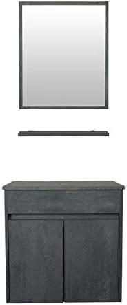 Eclife 24β Bathroom Vanity Cabinet Wall Mounted Natural Cabinet Two Doors Pedestal Cabinet Vanity Set With Mirror (Single Cabinet Only) - Image 8