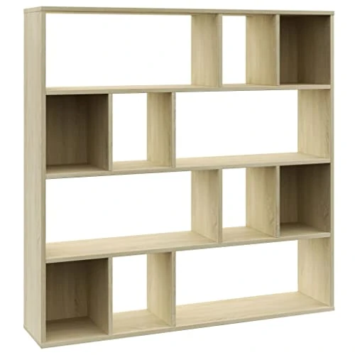 VidaXL Room Divider/Book Cabinet 12 Compartments Versatile Display Rack Bookshelf Stand Room Screen Partition Sonoma Oak Engineered Wood