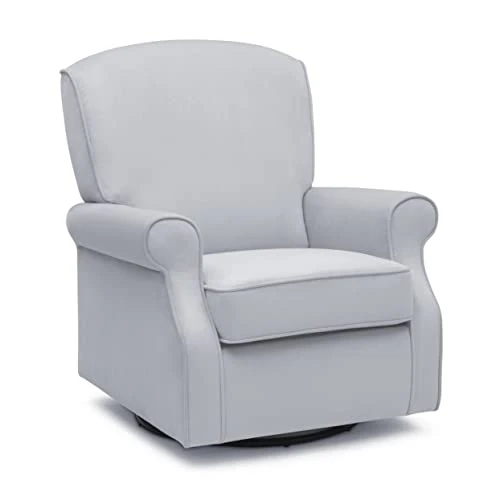 Delta Children Oakley Nursery Glider Swivel Rocker Chair, Dolphin Grey Velvet - Image 6