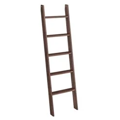 VASAGLE Decorative Blanket Ladder Farmhouse - For The Living Room, 5-Tier Ladder Shelf, Ladder Rack For Storage And Decor, Rustic Burgundy Color ULLS018T51