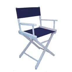 Gold Medal Commercial 18" Table Height White Frame Directors Chair - Navy