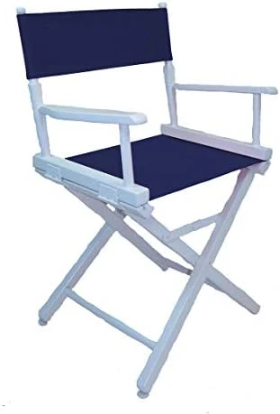 Gold Medal Commercial 18" Table Height White Frame Directors Chair - Navy - Image 14