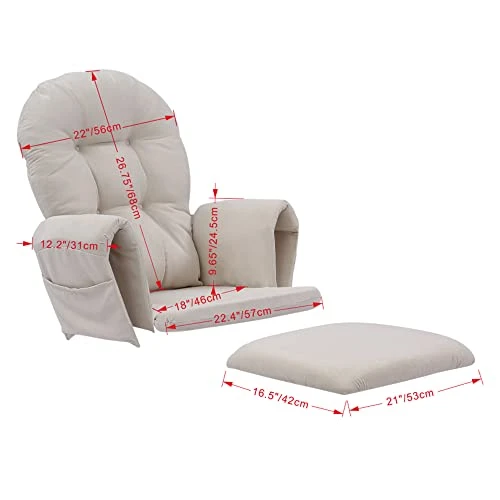 Rejoice Home Atoll Glider Rocking Chair Replacement Cushion Set - Beige One Size - Image 2