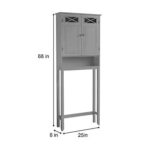 Elegant Home Fashions Dawson Over The Toilet Storage With Grey Finish - Image 3