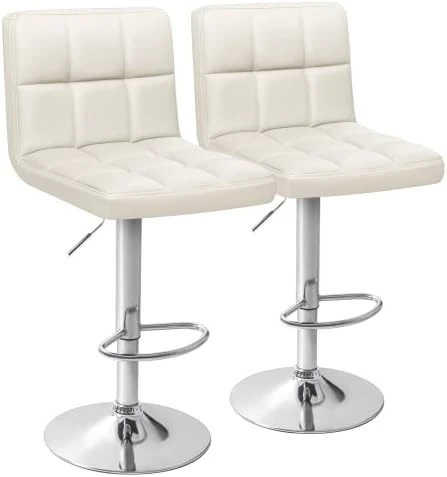 Homall Bar Stools Modern PU Leather Adjustable Swivel Barstools, Armless Hydraulic Kitchen Counter Bar Stool Synthetic Leather Extra Height Square Island Barstool With Back Set Of 2(Black) - Image 10