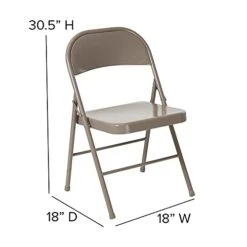 LIVING TRENDS 1 Pack Marvelius Double Braced Gray Metal Folding Chair