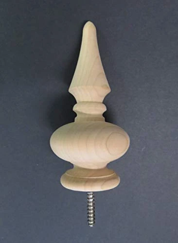 Wood Finial. 4 1/8Hx 2Wx 1.5 Base. Choice: Oak Cherry Maple Mahogany Walnut #34 (Red Oak) - Image 4