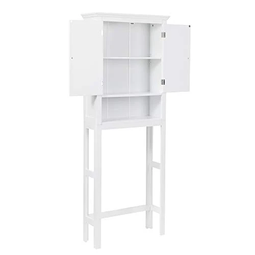 Glitzhome 65.5" H Over-The-Toilet Space Saver Storage Bathroom Cabinet With 1 Adjustable Shelf And 2-Door, White - Image 4