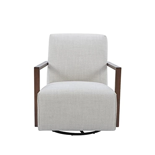 Amazon Brand – Rivet Contemporary Upholstered Glider Accent Chair With Wood Arms, 30.3"W, Stucco - Image 2