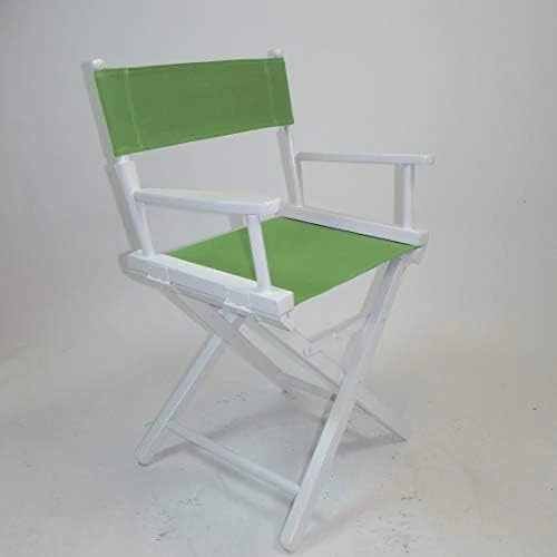 Gold Medal Contemporary 18" Table Height White Frame Directors Chair With Sunbrella Cover Set - Marine Blue - Image 10