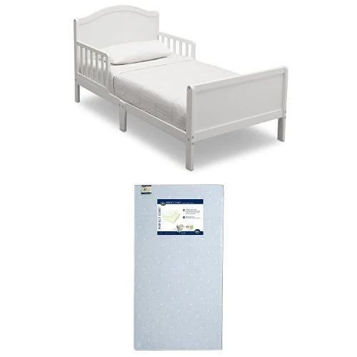 Delta Children Bennett Toddler Bed, Grey With Serta Perfect Start Crib And Toddler Mattress - Image 2